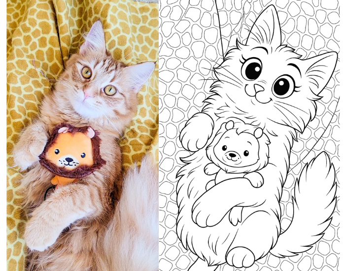 cat coloring book Love